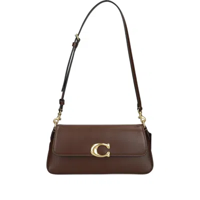 Coach Small Jet C-logo Leather Shoulder Bag In Brown