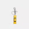 Coach Small Taxi-motif Bag Charm In Silver/multi