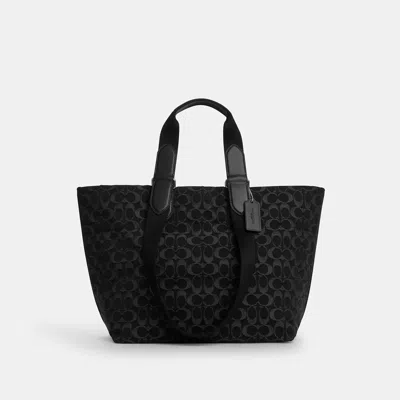 Coach Small Tour Tote Bag In Signature Denim In Black