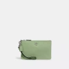 Coach Small Wristlet In Silver/pale Pistachio