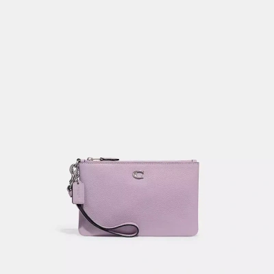 Coach Small Wristlet In Silver/soft Purple