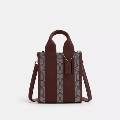 Coach Smith Mini Tote Bag In Signature Jacquard In Brown