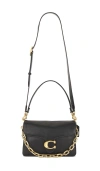Coach Smooth Leather Chain Tabby Handbag In 黑色