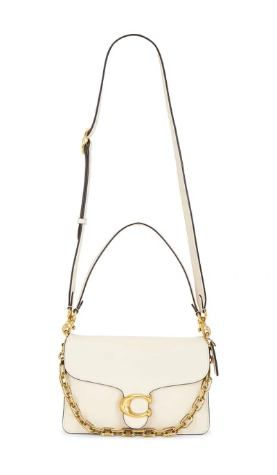 Coach Smooth Leather Chain Tabby Handbag In White