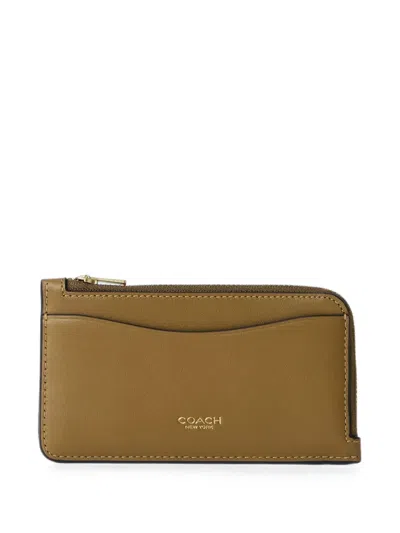 Coach Smooth Leather Zip-around Cardholder In Brown