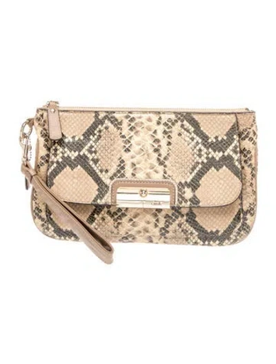 Pre-owned Coach Snakeskin Clutch In Neutrals