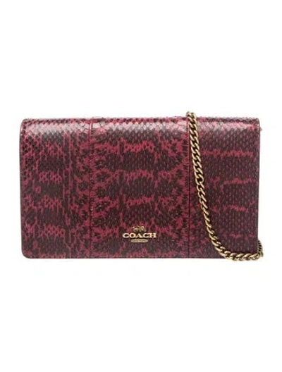 Pre-owned Coach Snakeskin Clutch In Red
