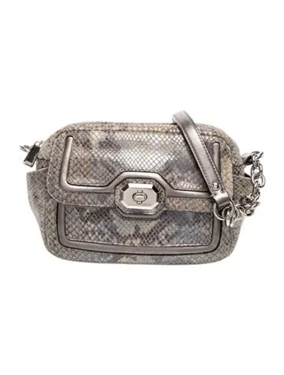Pre-owned Coach Snakeskin Crossbody Bag In Gray