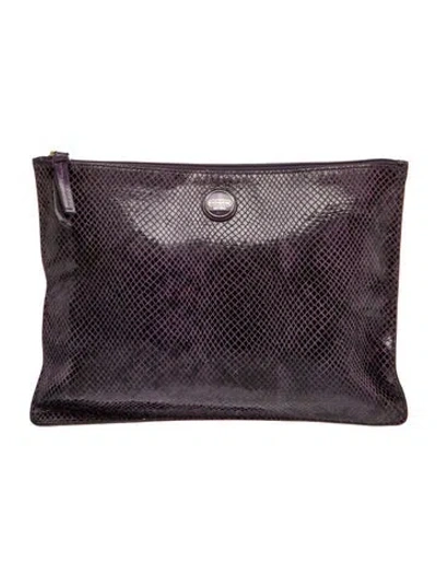 Pre-owned Coach Snakeskin Portfolio In Purple