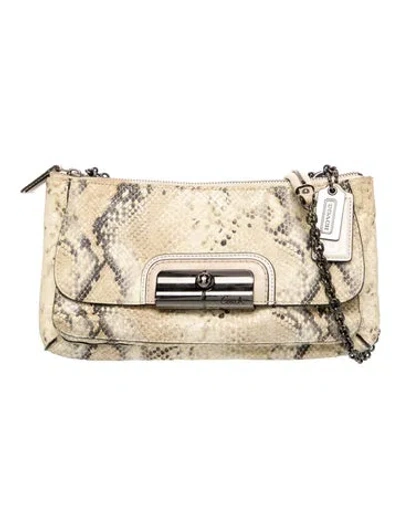 Pre-owned Coach Snakeskin Shoulder Bag In Neutral