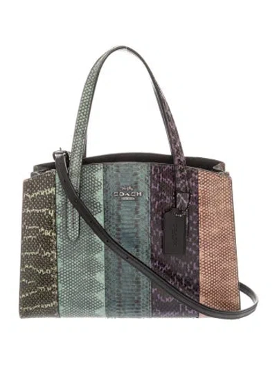 Pre-owned Coach Snakeskin Top Handle Bag In Black