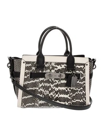 Pre-owned Coach Snakeskin Top Handle Bag In Multi