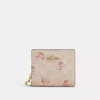 Coach Snap Wallet In Signature Canvas With Floral Print In Beige