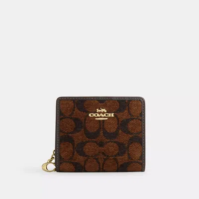 Coach Snap Wallet In Signature Chenille In Brown