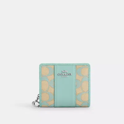 Coach Snap Wallet In Signature Jacquard In Blue