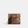 Coach Snap Wallet With Patchwork And Snake Print In Multi