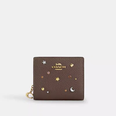 Coach Snap Wallet With Rivets In Brown