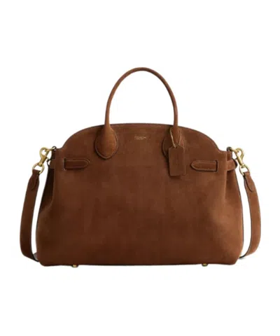 Coach Empire 40 Soft Suede Carryall Crossbody Bag In Brown