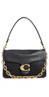 Coach Soft Grain Leather Shoulder Bag With Chain Detail In B4/black