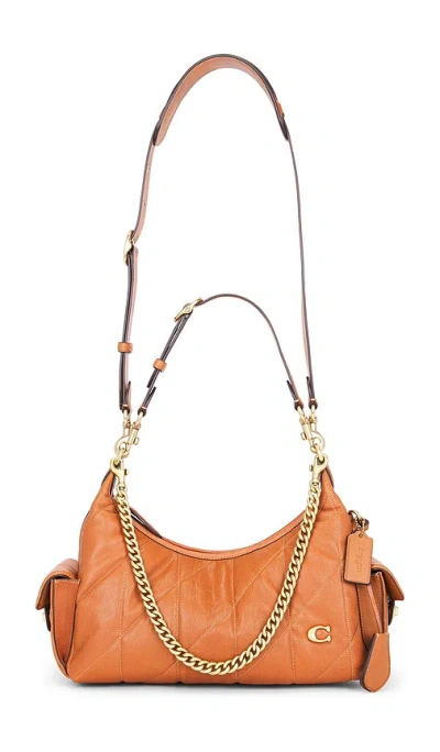Coach Soft Quilted Leather Pocket Juliet 30 Bag In Amber Brown