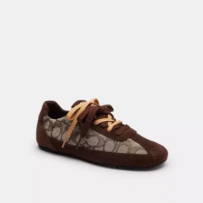 Coach Soft Sneaker In Signature Jacquard In Brown
