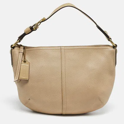 Coach Soho Beige Leather Hobo In Sand