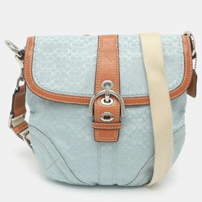Pre-owned Coach Soho Mini Blue/brown Signature Canvas Canvas And Leather Crossbody Bag