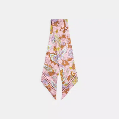 Coach Soho Paisley Print Silk Skinny Scarf In Multi
