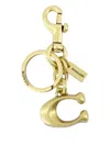 Coach Solid C Logo-plaque Keyring In Gold