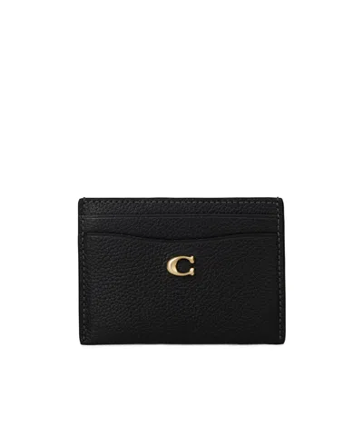 Coach Solid Color Card Holder In Black
