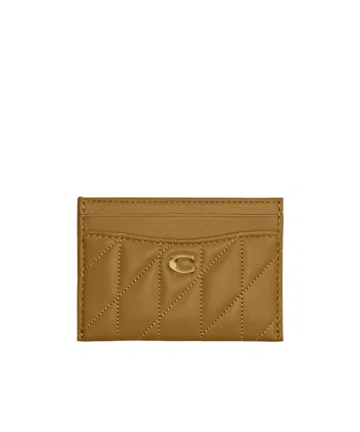 Coach Solid Color Card Holder In Brown