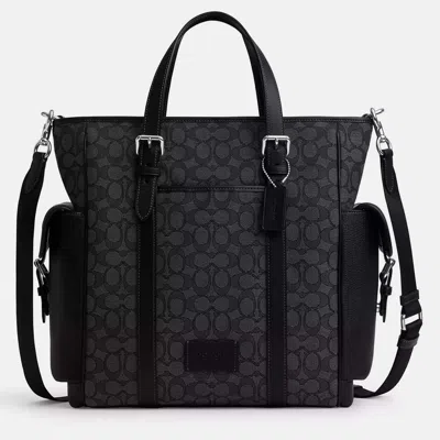 Pre-owned Coach Sprint Black Signature Jacquard Canvas Tote Bag