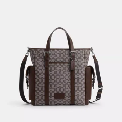 Coach Sprint Tote In Signature Jacquard In Brown | ModeSens