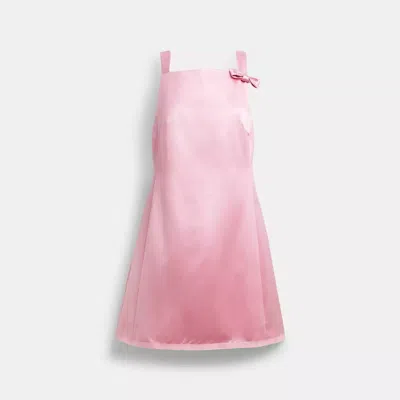 Coach Square Neck Satin Mini Dress In Carnation Pink