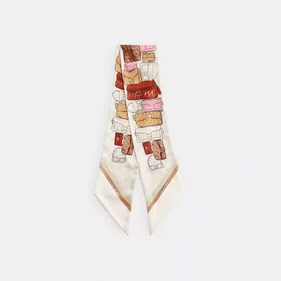 Coach Stacked Tabby Bags Print Silk Skinny Scarf
