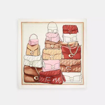 Coach Stacked Tabby Bags Print Silk Square Scarf