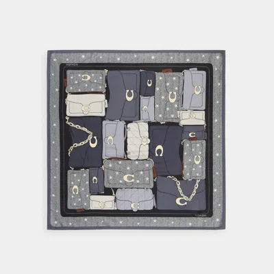 Coach Stacked Tabby Star Print Silk Square Scarf In Black