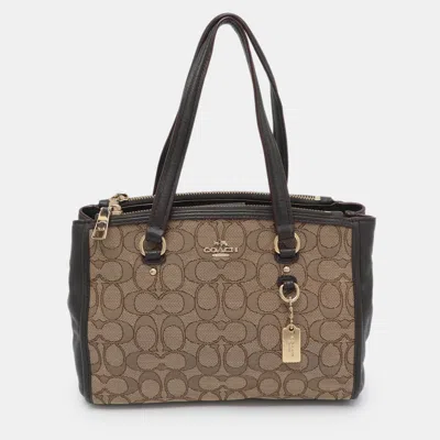 Pre-owned Coach Stanton Carryall Brown Signature Canvas And Leather Satchel
