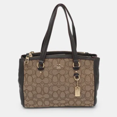 Coach Stanton Carryall Brown Signature Canvas And Leather Satchel