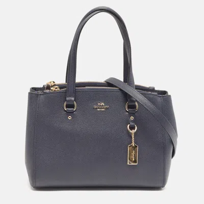 Pre-owned Coach Stanton Carryall Navy Blue Leather Tote