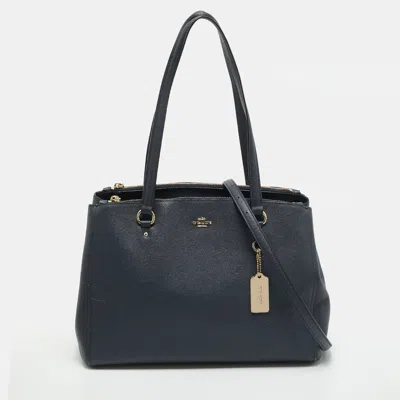 Pre-owned Coach Stanton Carryall Navy Blue Leather Tote