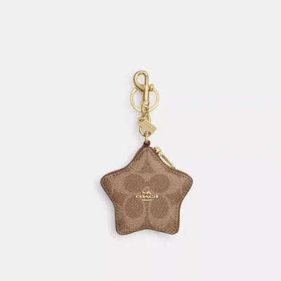Coach Star Bag Charm In Signature Canvas In Brown