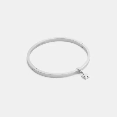 Coach Star Charm Thin Hinged Bangle In Silver