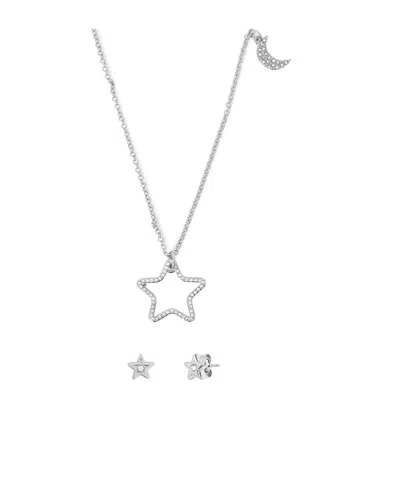 Coach Star Earrings And Necklace Set In White