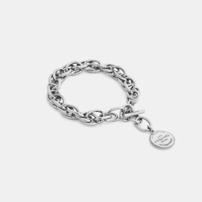 Coach Statement Coin Chain Bracelet In Silver