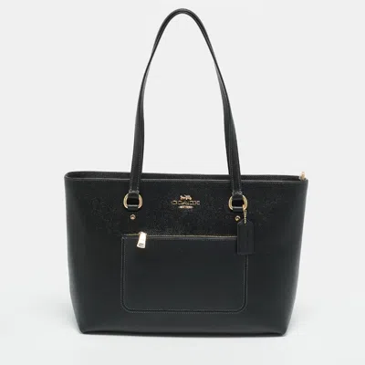 Pre-owned Coach Station Black Leather Tote