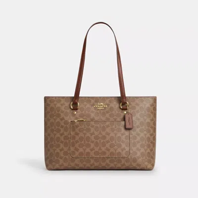 Coach Station Tote Bag In Signature Canvas In Brown