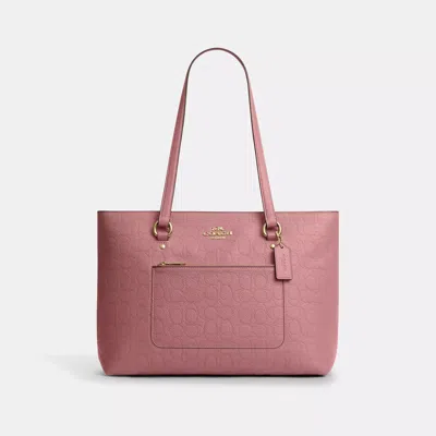Coach Station Tote Bag In Signature Leather In Pink