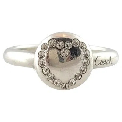 Pre-owned Coach Sterling Silver Heart Ring Size 7.25 #18043 In Multi