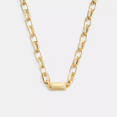 Coach Stitched Chain Link Necklace In Gold